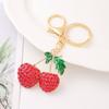 Girl Keyring Cherry Shape Charm Sparkling Rhinestone Keychain Pendant Bag Handbags Backpacks Charm Accessories