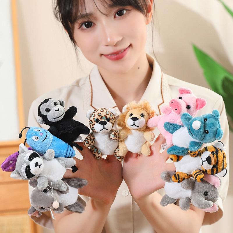 Cute Little Animal Puppy Rabbit Panda Finger Puppet Plush Toy Doll Parent-Child Interaction Hand Puppet Doll Doll