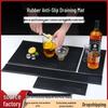 Black Rectangular Rubber Bar Mat - Non-slip, Water-resistant Coaster