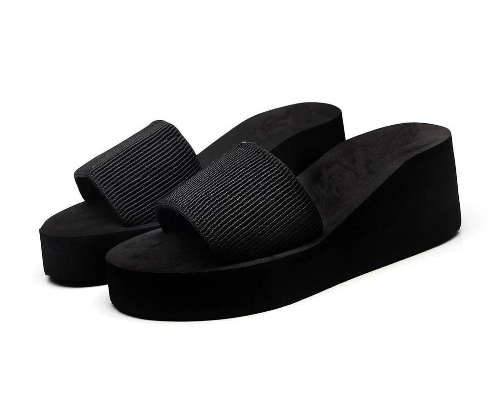 Rainbow Herringbone High-Heel Women's Flip Flops - Summer Beach Sandals