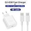 45W USB C PD Charger Fast Charging for Samsung Galaxy S24 S23 Ultra Note 10 Plus USB C Type C Cable Mobile Phone Charger Adapter