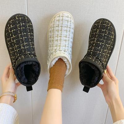 Зимние ботинки женские новые короткие трубчатые плоские подошвы плюс бархатные толстые теплые хлопковые ботинки зимние Botas de nieve para mujeres