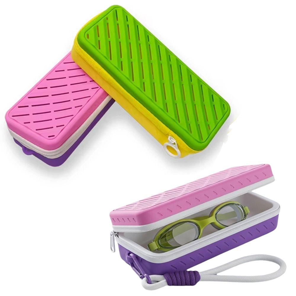 Breathable Silicone Swim Goggle Case Large Capacity Swimming Goggle Protective Pouch For Backpack