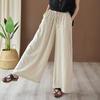 Spring/Summer 2025 Women's Retro Wide-Leg Yoga Pants - Cotton Linen, Sand Washed, Drawstring Waist