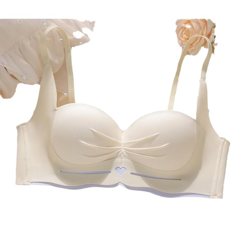 Cartoon Chest Uplift Wire-Free Seamless Half Cup Padded Bra for Small Busts