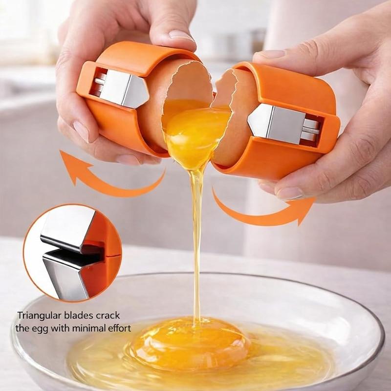 Momcbebe 3-Piece Stainless Steel Egg Shell Opener Quick Separation of Raw and Cooked Eggs Suitable for Home Kitchen 7.2 x 6.5 cm Yellow/Orange/Pink