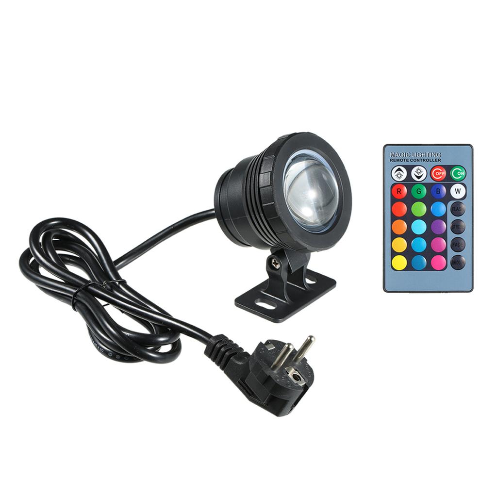 AC85-265V 10W RGB LED Underwater Light Submersible Lamp with Remote Control 16 Colors Changing