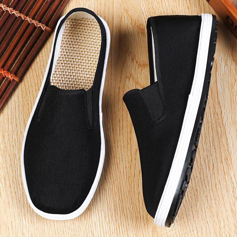 Летняя рабочая обувь из ткани старого Пекина для мужчин, мужская обувь, обувь из ламинированной ткани для мужской одежды, повседневная обувь из старой ткани