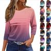 Women's Fashion Casual Loose 3/4 Sleeve Gradient Round Neck Top