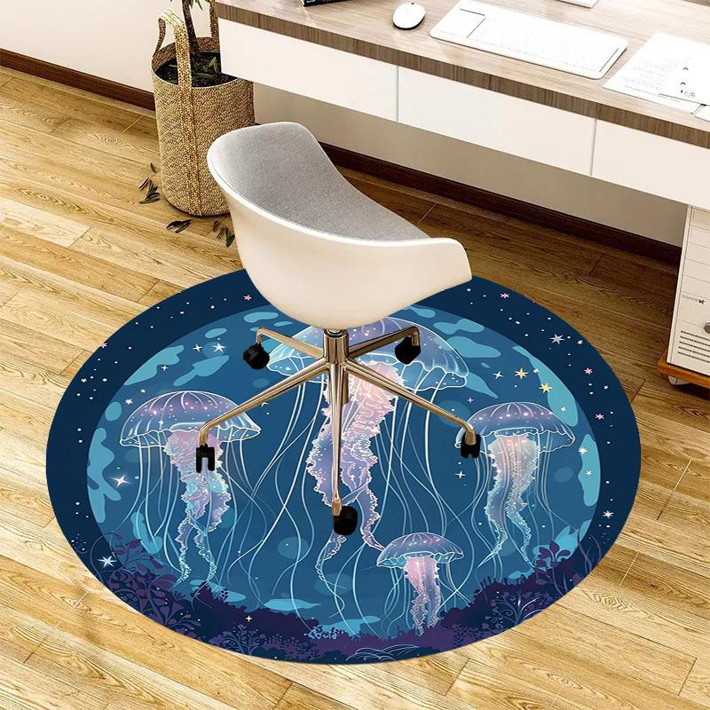 1pc Office Carpet Chair Mats Jellyfish Ocean Night Sky Perfect for Decorating Office Chairs, Living Rooms, Or Bedrooms.YDT112