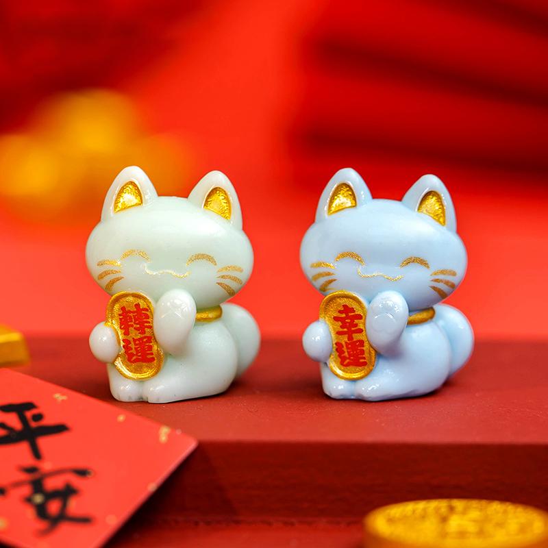 1 шт. милый мультяшный Lucky Cat изысканный орнамент из смолы маленький подарок ремесла миниатюрные фигурки для дома настольный орнамент