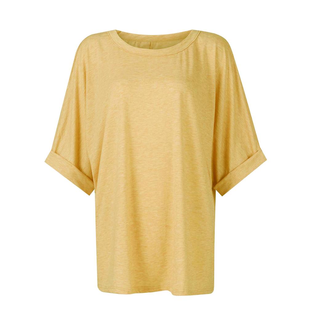 Women's Short Sleeve Dressy Solid Color Loose Top Summer Round Neck Loose Casual T-Shirt
