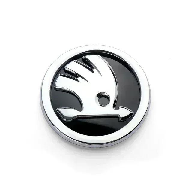 for Skoda 1PC 80mm/90mm Car Front Head Rear Tail Trunk Badge Sticker S Logo Octavia Rapid Fabia YETI A7 Superb KAMIQ Scala VRS xkbf53