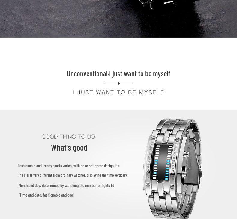 Корейские модные LED часы Железный Человек с двойной линией, бинарные, модные, парные, студенческие