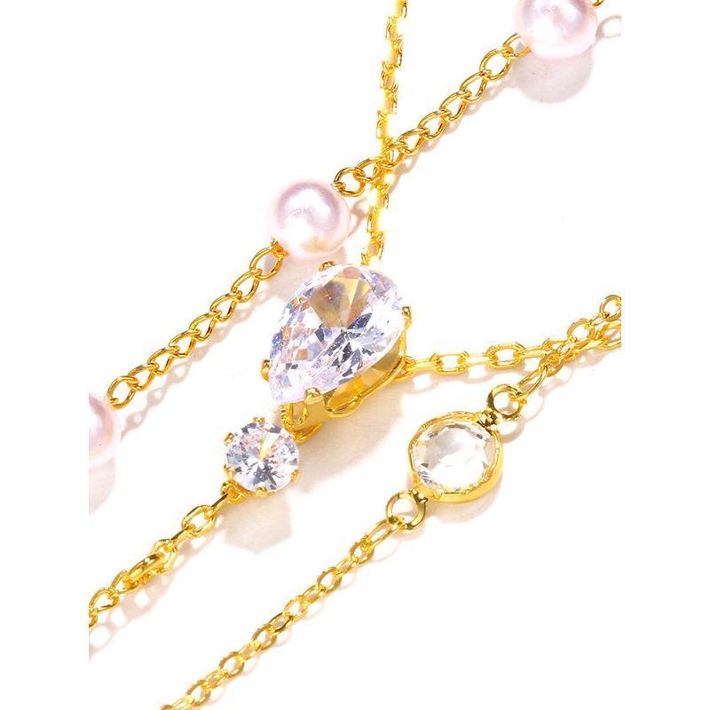Hot-Selling Pearl Back Chain, Simple European and American Bridal Dress with Diamond-Encrusted Backless Back Chain, Elegant and Fashionable Accessory