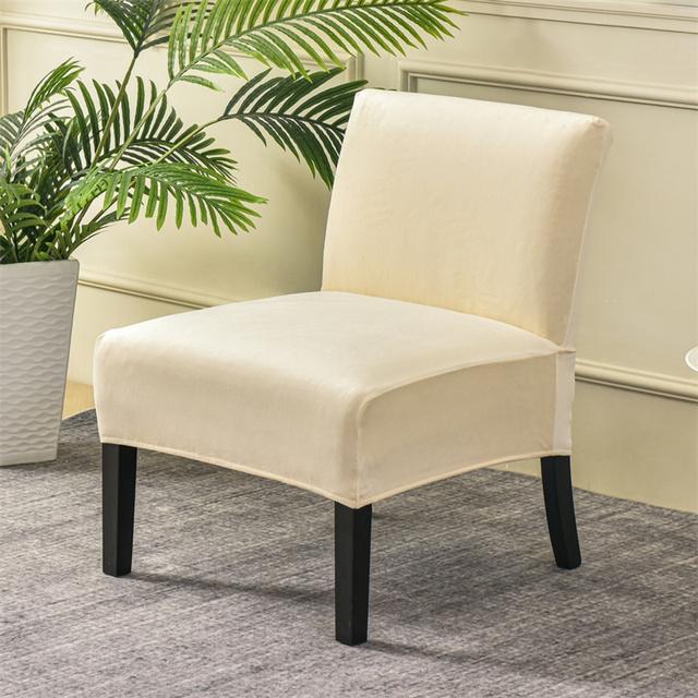 Velvet Armless Chair Cover Solid Single Sofa Slipcover Nordic Accent Stretch Chair Covers Elastic Cheap Couch Protector Cover