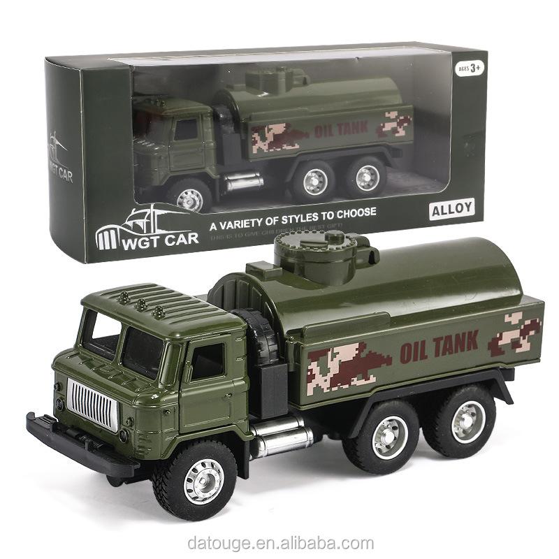 Масштаб 1/43, автомобиль-цистерна из сплава со звуком и светом, военный грузовик, игрушечный симулятор, коллекционный военный автомобиль, миниатюра для детей
