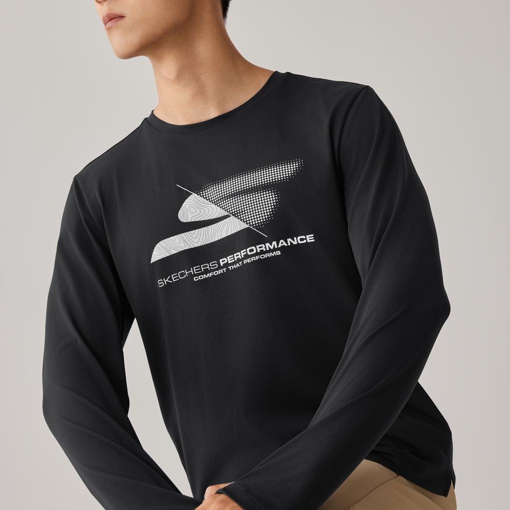 Skechers GODRI T-Shirts Men's Carbon Black (0018) Crew Neck Moderate Straight Fit P425M064-0018