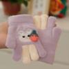 Детские перчатки осень и зима мужские и женские плюшевые утолщенные теплые с пальцами детские цветные мультяшные кролики для игр на улице