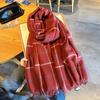 Осень и зима ретро студенческий досуг поле клетчатый шарф женский теплый мягкий восковой утолщенный линейный квадратный шарф с бахромой