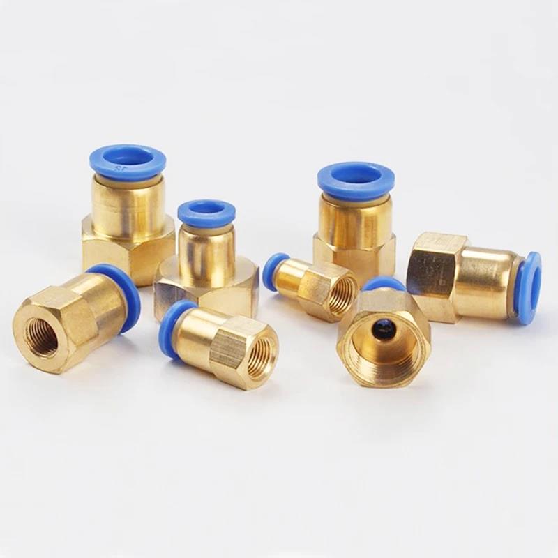 10PCS PCF Pneumatic Air Connector 4 6 8 10 12mm Hose Tube 1/8" 3/8" 1/2" 1/4" BSP Female Thread Brass Quick Pipe Joint Fitting Fuel System Fittings7