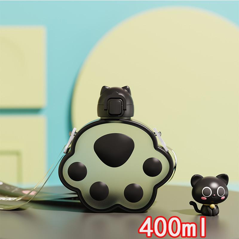 Милая пластиковая бутылка для воды в форме кошачьей лапы с трубочкой Кавайная Детская Герметичная Бутылка для Питья Кемпинг Путешествия Наружная Спортивная Бутылка
