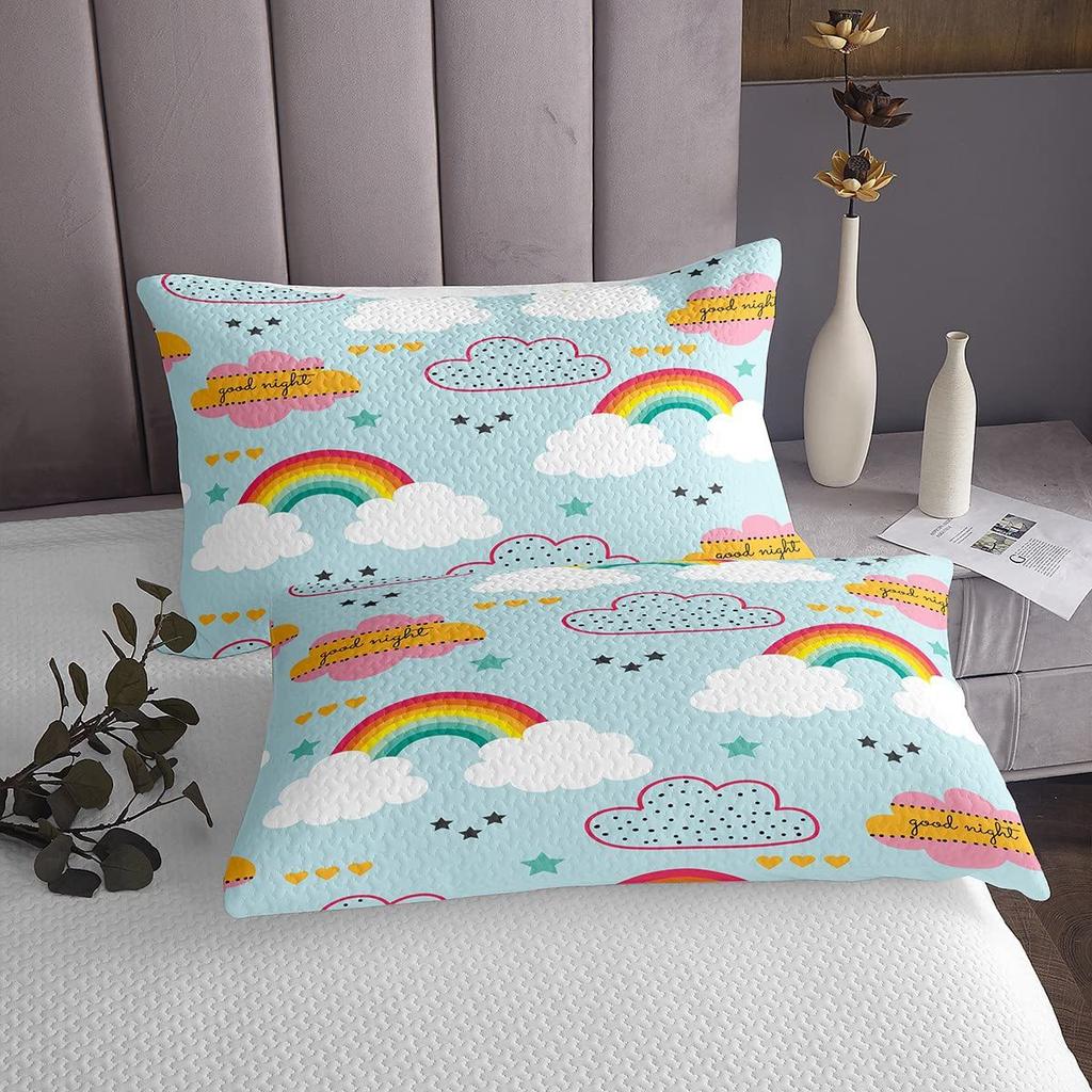 Color Rainbow Cloud Pattern Bed Hat Four-Piece Bedding Set Bedroom Dormitory Bedding Decoration