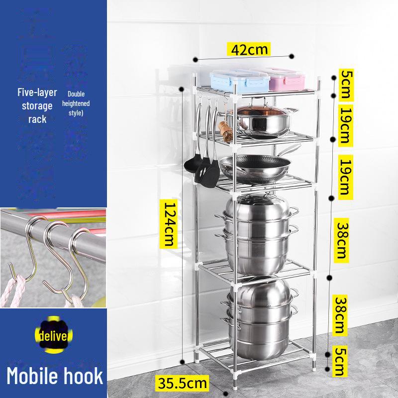 Многоуровневая напольная подставка для кастрюль и раковин из нержавеющей стали — простая установка