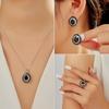 Elegantly Designed Natural Black Spinel Ring Earrings Necklace Set S925 Silver Luxury Women Anniversary & Birthday Gift