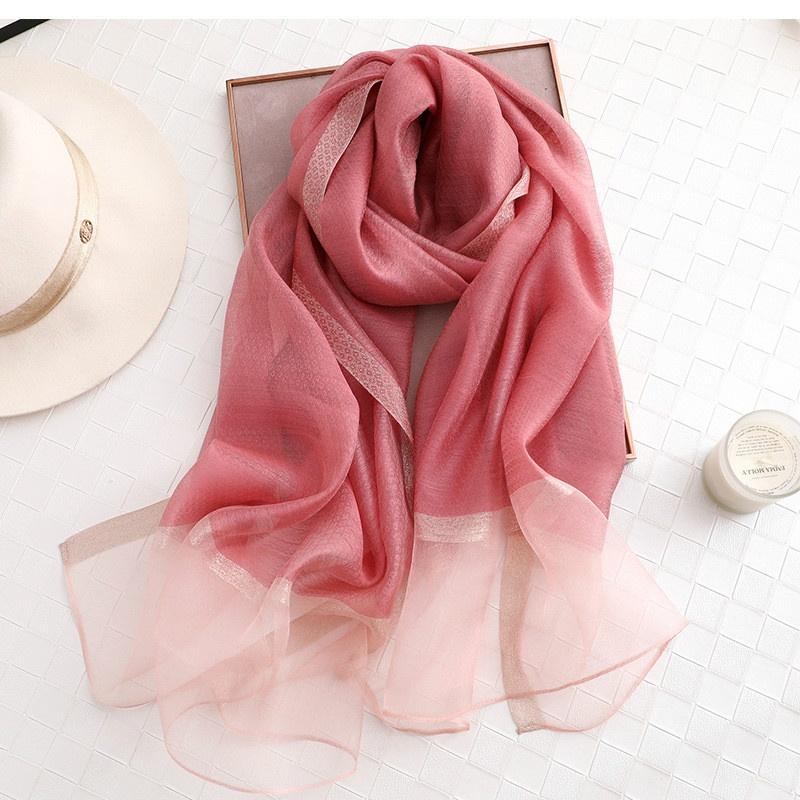 Шарф из чистого акрилового шелка, женская длинная шаль, шелковый шарф с пайетками, шаль от солнца на осень