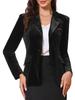 Allegra K Women's Velvet Blazer, Notch Lapel, Long Sleeve, One-Button, Dressy, Office Blazer, Black, Size M