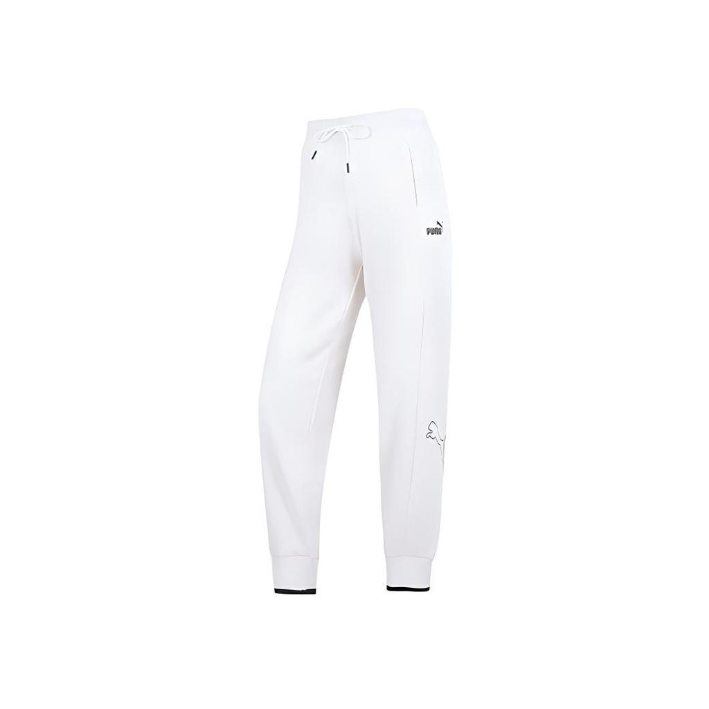 Puma Power Colorblock High-Waist Jogger Pants With Brand Logo Print Women Bottoms White 675572-02