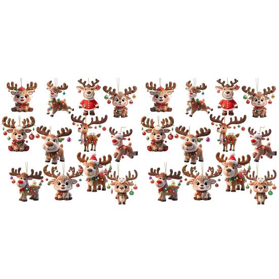 Деревянное рождественское украшение «Олень Юшэн» Милый мультяшный олень Украшение на елку Ручная работа Праздничный подвесной декор для Рождества Домашняя вечеринка