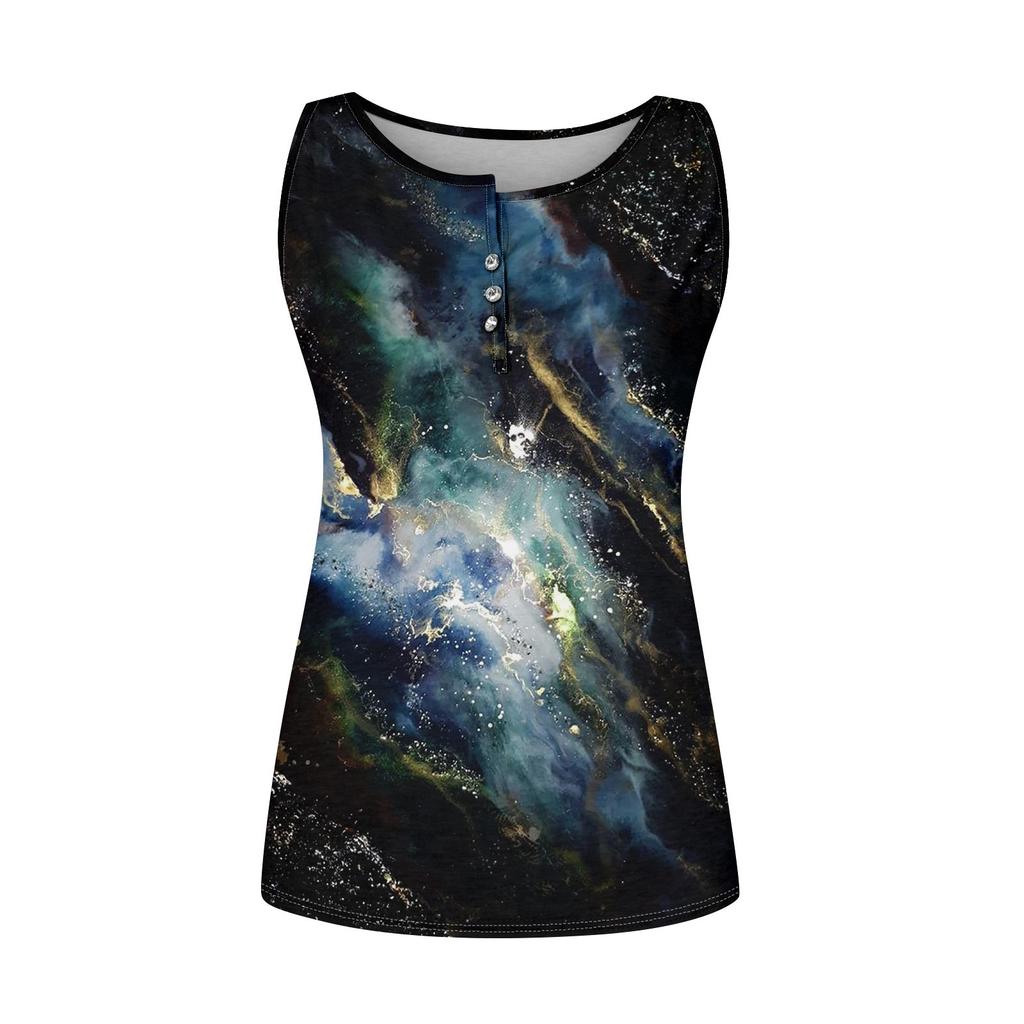 Women's Casual V Neck Printed Sleeveless Vest Tops Vest