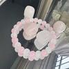 Handmade Bohemian Rose Bead Bracelet for Women & Men - Pink Round Beads Suitable for Love, Good Luck Talisman, Positive Gift for