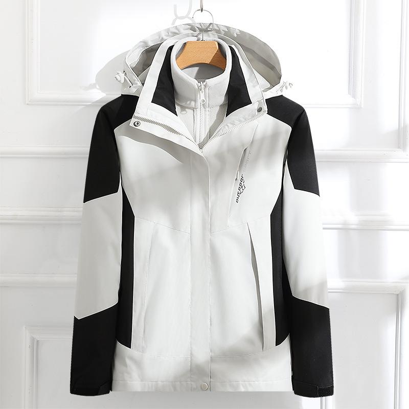 Куртка Три-в-одном Съемный Комплект из двух предметов Женская Одежда для альпинизма на открытом воздухе Ветрозащитная и водонепроницаемая Осень и зима Скрытая куртка