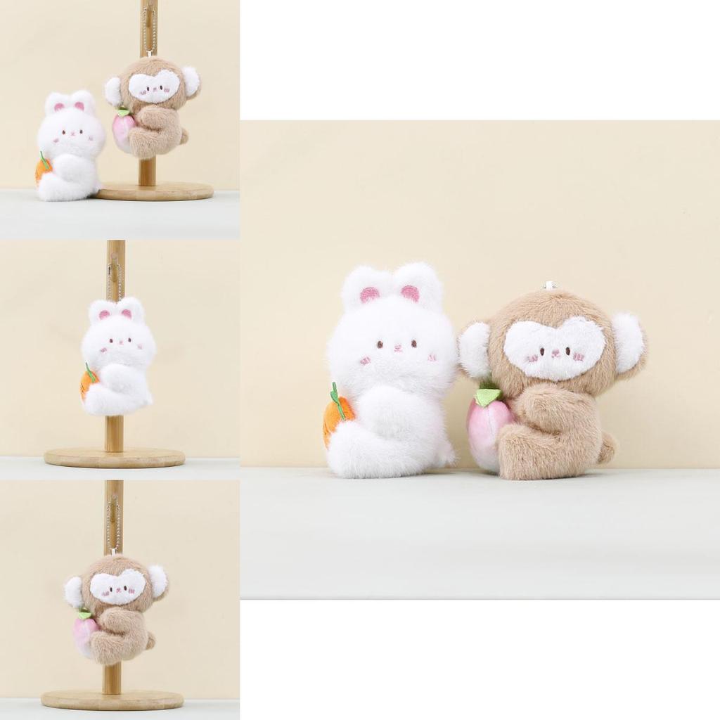 Fluffy Rabbit Plush Toy With Pp Cotton Filling For Kids Keychain Decor