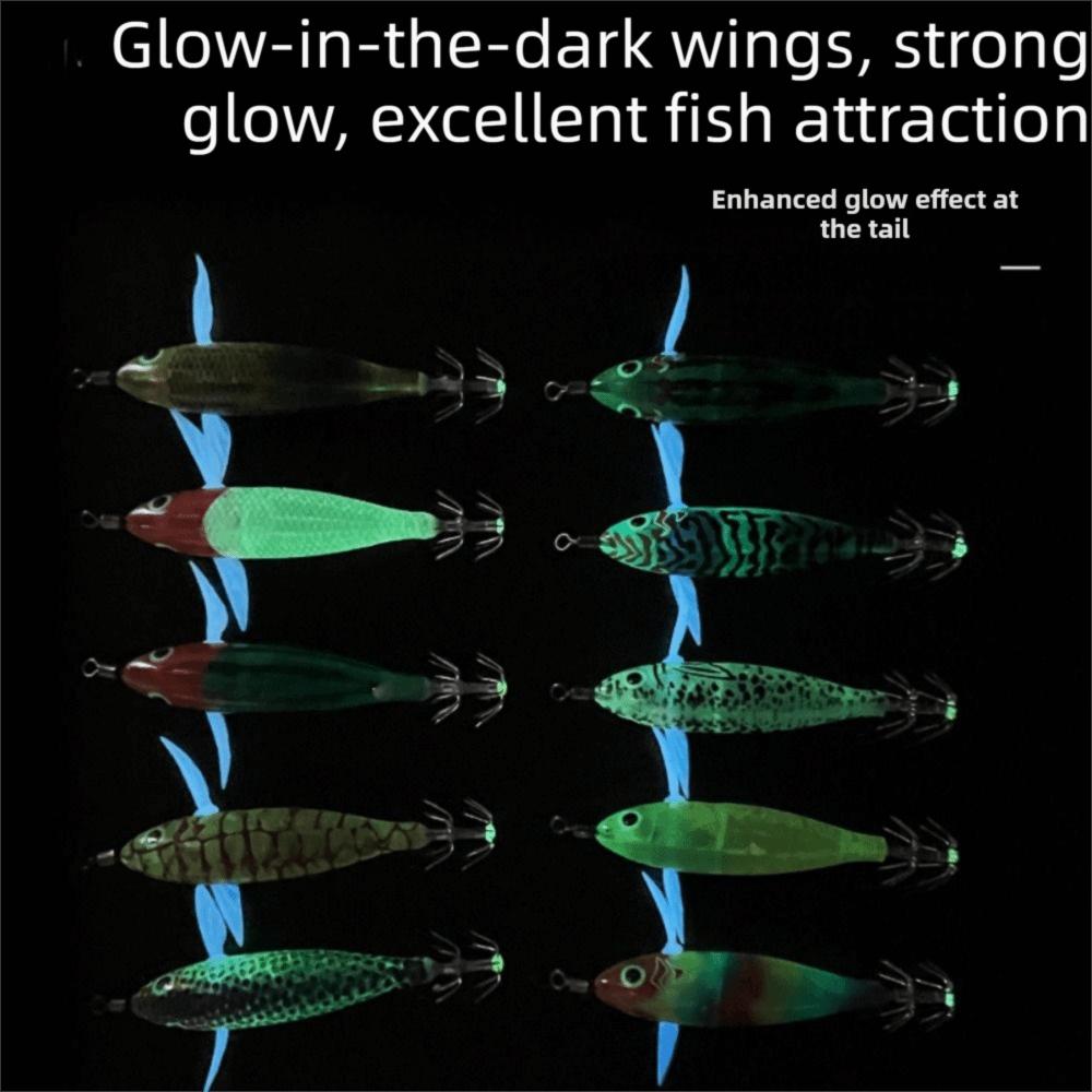 2Pcs Glow-in-the-dark Shrimp Lure Artificial Bait Horizontal Squid Lure Cuttlefish Baiting