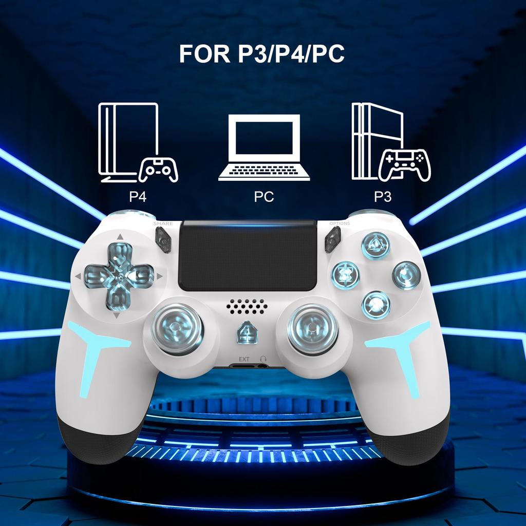 PS4 Wireless RGB Light Bluetooth Controller with Vibration for PS4/PC/Steam - Compatible with "It Takes Two".