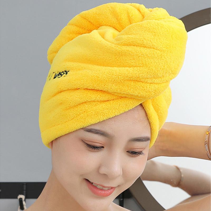 Волшебная шапочка для душа из микрофибры, двухслойное вышитое полотенце, шапочки для ванны, шапочка для сухих волос, быстросохнущая мягкая шапочка для леди, тюрбан