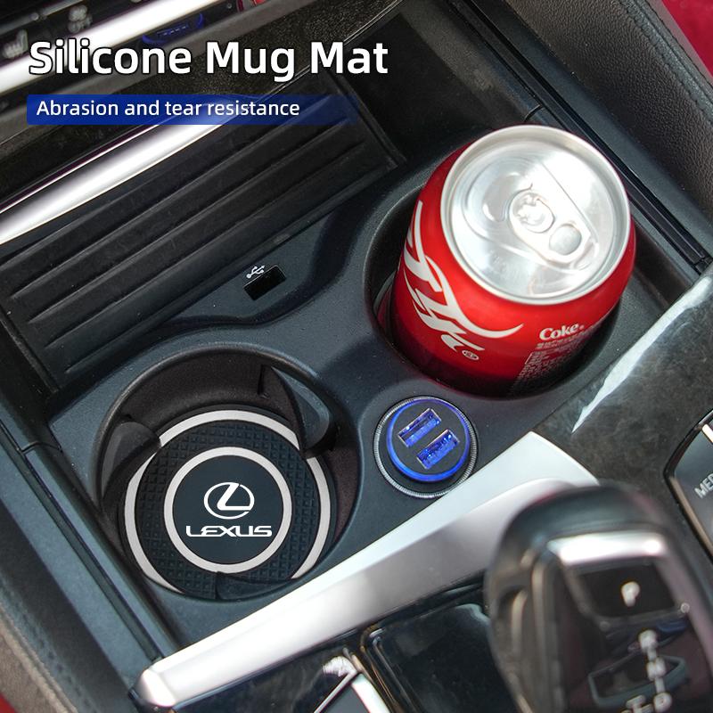 WDM2 2026 Hot Interior Stickers 2pcs Car Cup Holder Non-Slip Cup Coaster Silicone Pad Mat Auto Accessories For Lexus CT ES GS NX IS25