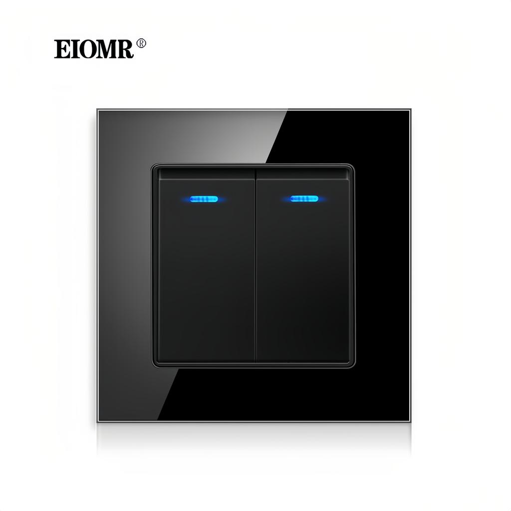 EIOMR Черное Хрустальное Стекло Израиль USB Type-C Зарядная Настенная Розетка, AC 230V 16A ТВ Телефон Звонок Выключатель Света Израиль Домашняя Розетка