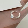 Elegant Blue Zircon Copper Ring For Women Unique Adjustable Open Finger Style