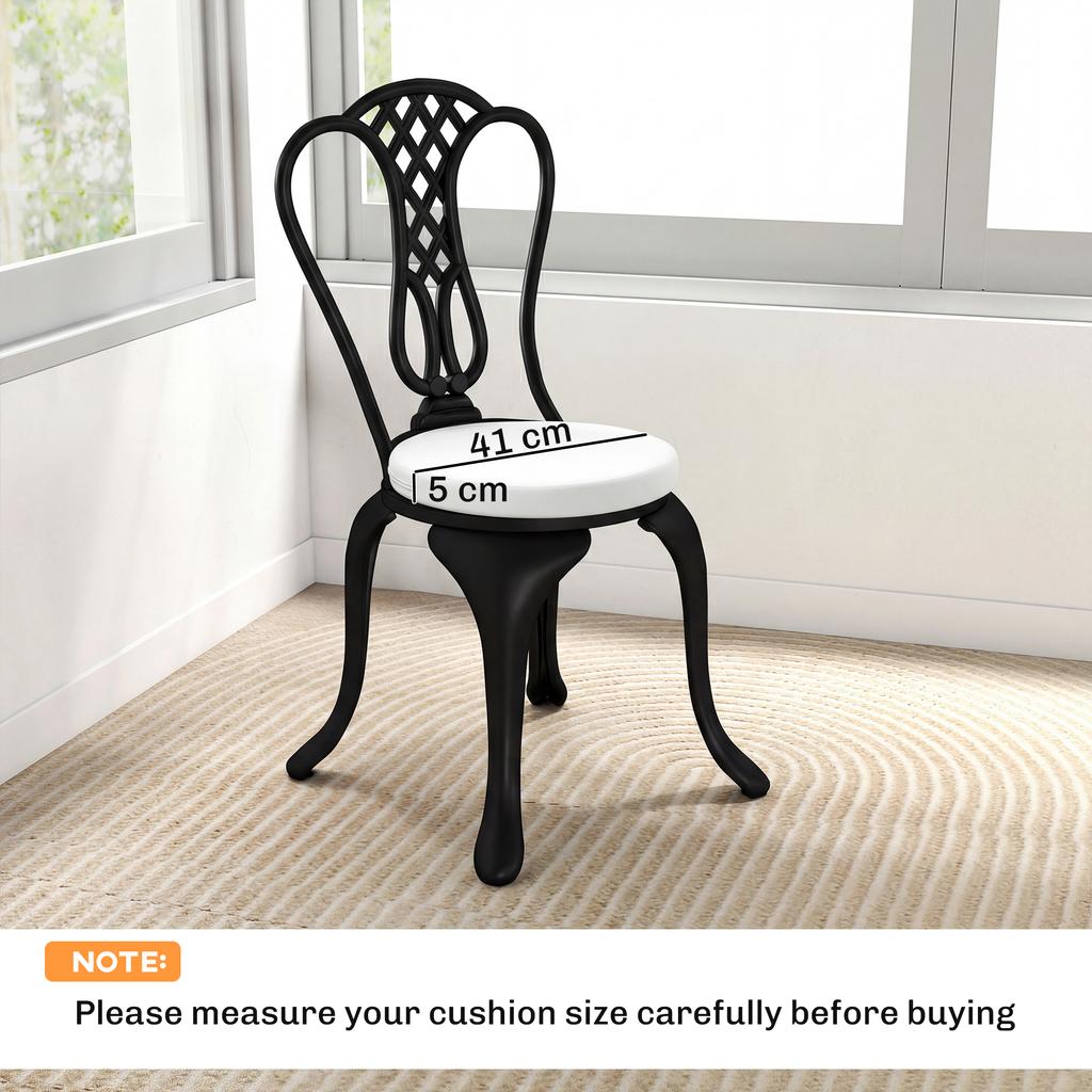 Outdoor Bistro Chair Cushions Set of 4 with Removable Cover, 41 x 41 x 5 cm Round Seat Cushions with Ties, White