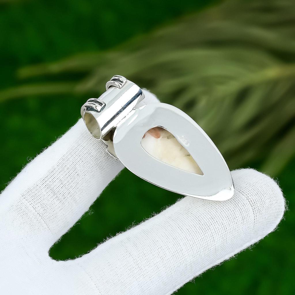 Серебро 925 пробы Грушевидный Розовый Опал Камень Сестра Юбилей Безель Модный Подвеска Ювелирные изделия