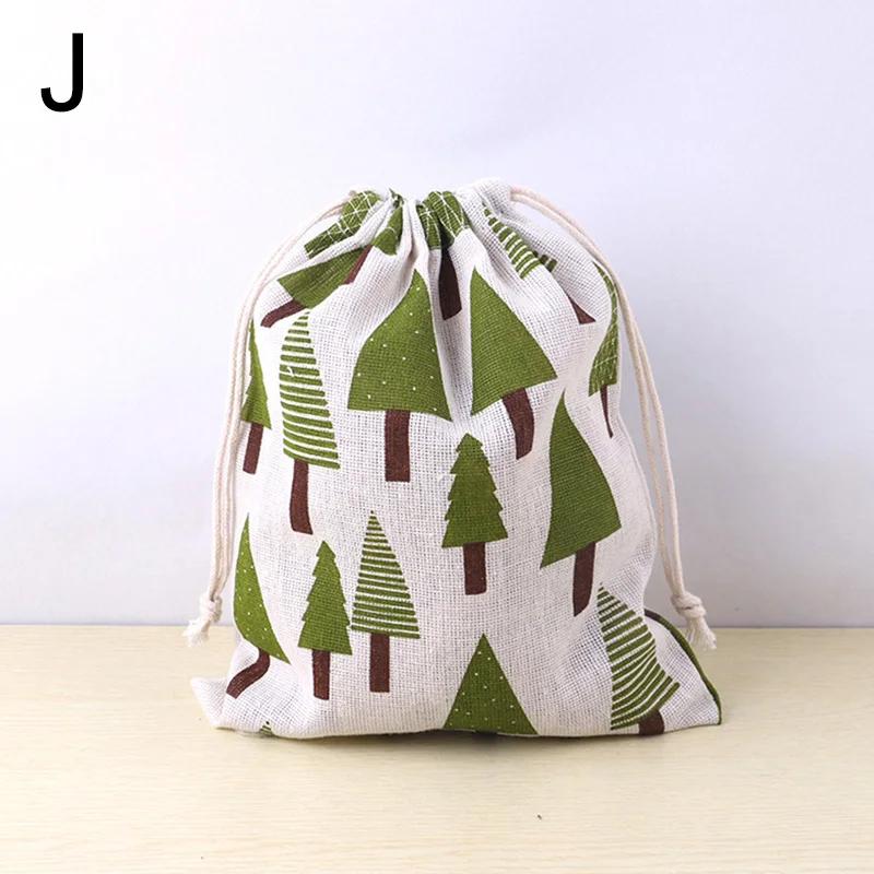 Хлопково-льняная ткань, сумка на шнурке, милая сумка с животным и растительным принтом, детская дорожная тканевая сумка для хранения обуви, чехол для макияжа, Рождественский подарок, сумка