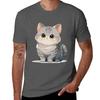Cute Kawaii British Grey Cat T-Shirt man t shirt cotton high quality t shirt men 100% cotton luxury brand T-Shirt