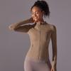 New Double-sided Nylon Brushed Sports Zipper Stand Up Collar Yoga Jacket, Sports Running Fitness Long Sleeved Top For Women