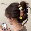 Women Hair Claw Cartoon Biscuits Decor Anti-slip Teeth Strong Grip Hair Clip Large Size Back Head Hair Clamp