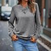 Women's Autumn and Winter Fashion Plain V-neck Sports Sweatshirt with Button Details